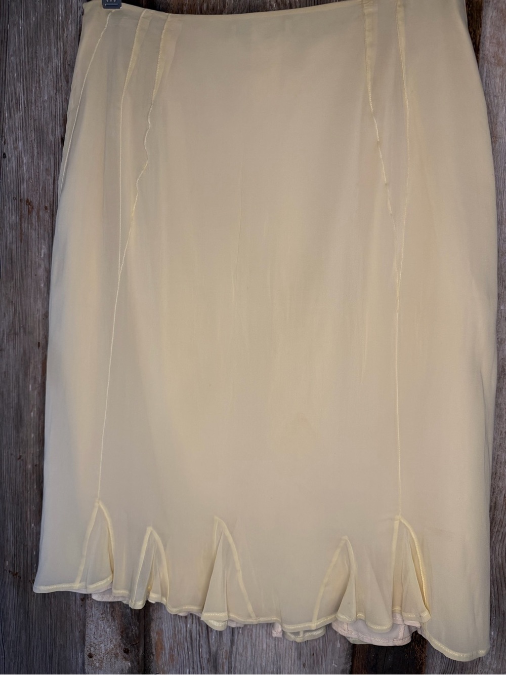 Jil Sander Silk Skirt Italy Pale Yellow Y2K Minimalist Luxe Midi Size 38/Small - Picture 9 of 16